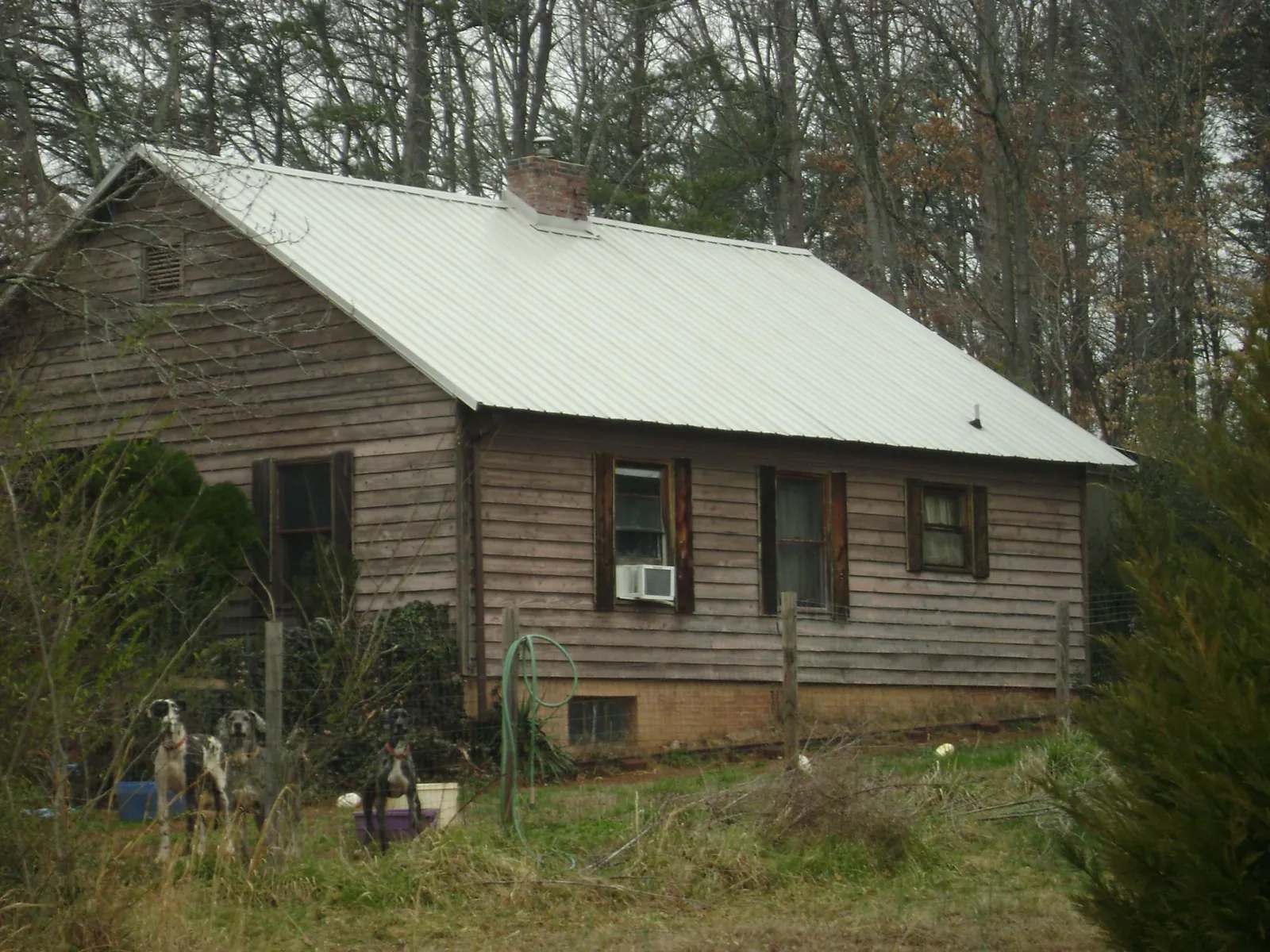 White metal roof on an old wood sided farmhouse, from a Asphalt Shingle Roof Repair job in South Windham